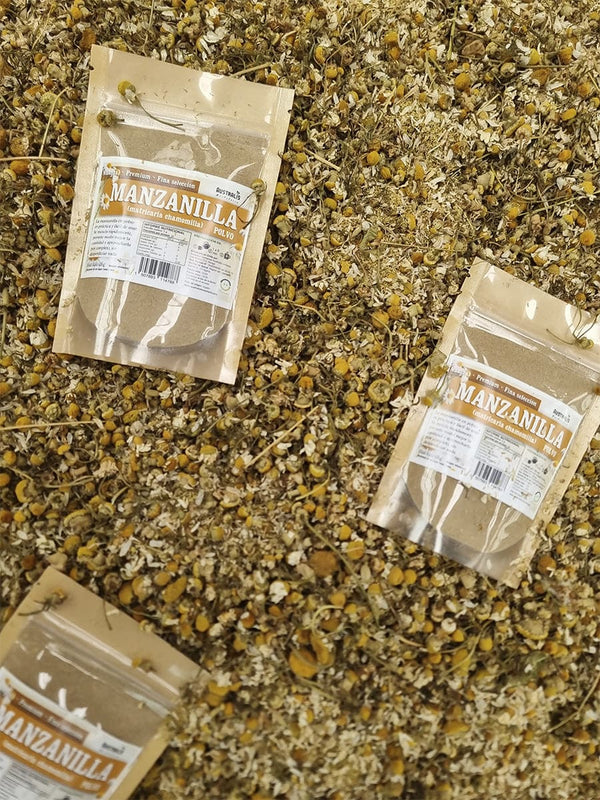 Manzanilla seca pulverizada