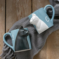 Tazas para Pareja con Diseño de Gatos y Detalle Romántico