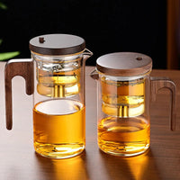 Tetera con Separador de Agua Interno y Filtro One-Click con Mango de Madera
