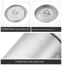 Taza Plegable de Titanio Puro Ligera y Portátil para Camping, Senderismo y Picnic