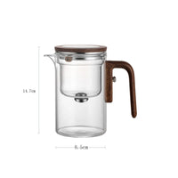 Tetera con Separador de Agua Interno y Filtro One-Click con Mango de Madera