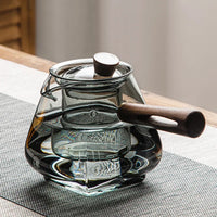 Tetera de Vidrio con Mango de Madera e Infusor Estilo Retro