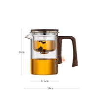 Tetera con Separador de Agua Interno y Filtro One-Click con Mango de Madera