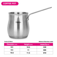 Cafetera Turca Alta Gama de Acero Inoxidable con Base para Inducción