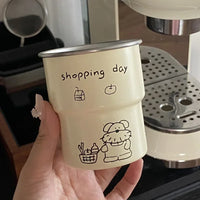 Taza de café de acero inoxidable de 300 ml con diseño decorativo