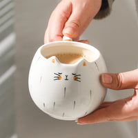 Taza de cerámica adorable con forma de gato de 300 ml
