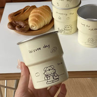 Taza de café de acero inoxidable de 300 ml con diseño decorativo