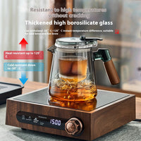 Tetera de vidrio elegante con separación de té en un clic