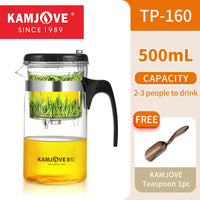 Tetera KAMJOVE de vidrio con infusor y filtro de presión resistente al calor