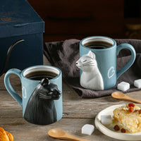 Tazas para Pareja con Diseño de Gatos y Detalle Romántico