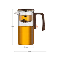 Tetera con Separador de Agua Interno y Filtro One-Click con Mango de Madera