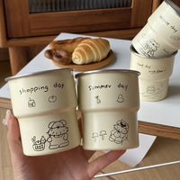 Taza de café de acero inoxidable de 300 ml con diseño decorativo