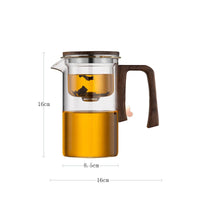 Tetera con Separador de Agua Interno y Filtro One-Click con Mango de Madera