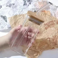 Taza de vidrio cuadrada resistente al calor para café, jugo, leche, latte y matcha