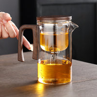 Tetera con Separador de Agua Interno y Filtro One-Click con Mango de Madera