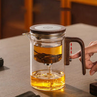 Tetera con Separador de Agua Interno y Filtro One-Click con Mango de Madera