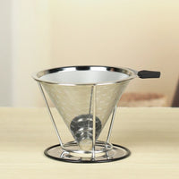 Filtro de Café Reutilizable de Acero Inoxidable Doble Capa con Soporte