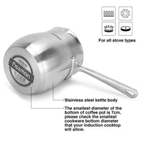 Cafetera Turca Alta Gama de Acero Inoxidable con Base para Inducción