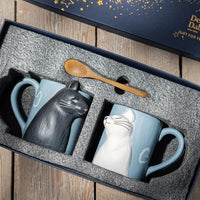 Tazas para Pareja con Diseño de Gatos y Detalle Romántico