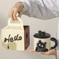 Taza de Cerámica con Tapa de Gato
