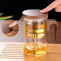 Tetera con Separador de Agua Interno y Filtro One-Click con Mango de Madera