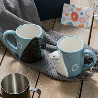 Tazas para Pareja con Diseño de Gatos y Detalle Romántico