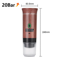 Cafetera exprés portátil eléctrica e inalámbrica para auto, hogar y camping para cápsulas y café molido