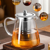 Tetera de vidrio de borosilicato con infusor de acero inoxidable