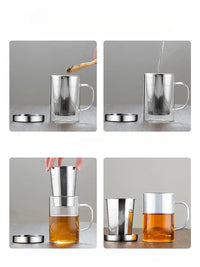 Taza para té de gran capacidad con filtro de acero inoxidable y tapa antipolvo