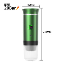 Cafetera exprés portátil eléctrica e inalámbrica para auto, hogar y camping para cápsulas y café molido