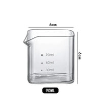 Jarra Medidora Cuadrada de Vidrio Borosilicato para Espresso con Boquilla