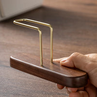 Porta Filtros de Café con Base de Madera y Soporte Metálico