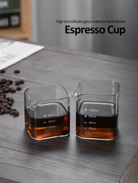 Jarra Medidora Cuadrada de Vidrio Borosilicato para Espresso con Boquilla