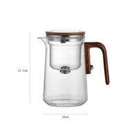 Tetera con Separador de Agua Interno y Filtro One-Click con Mango de Madera