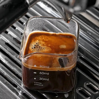 Jarra Medidora Cuadrada de Vidrio Borosilicato para Espresso con Boquilla