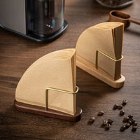Porta Filtros de Café con Base de Madera y Soporte Metálico