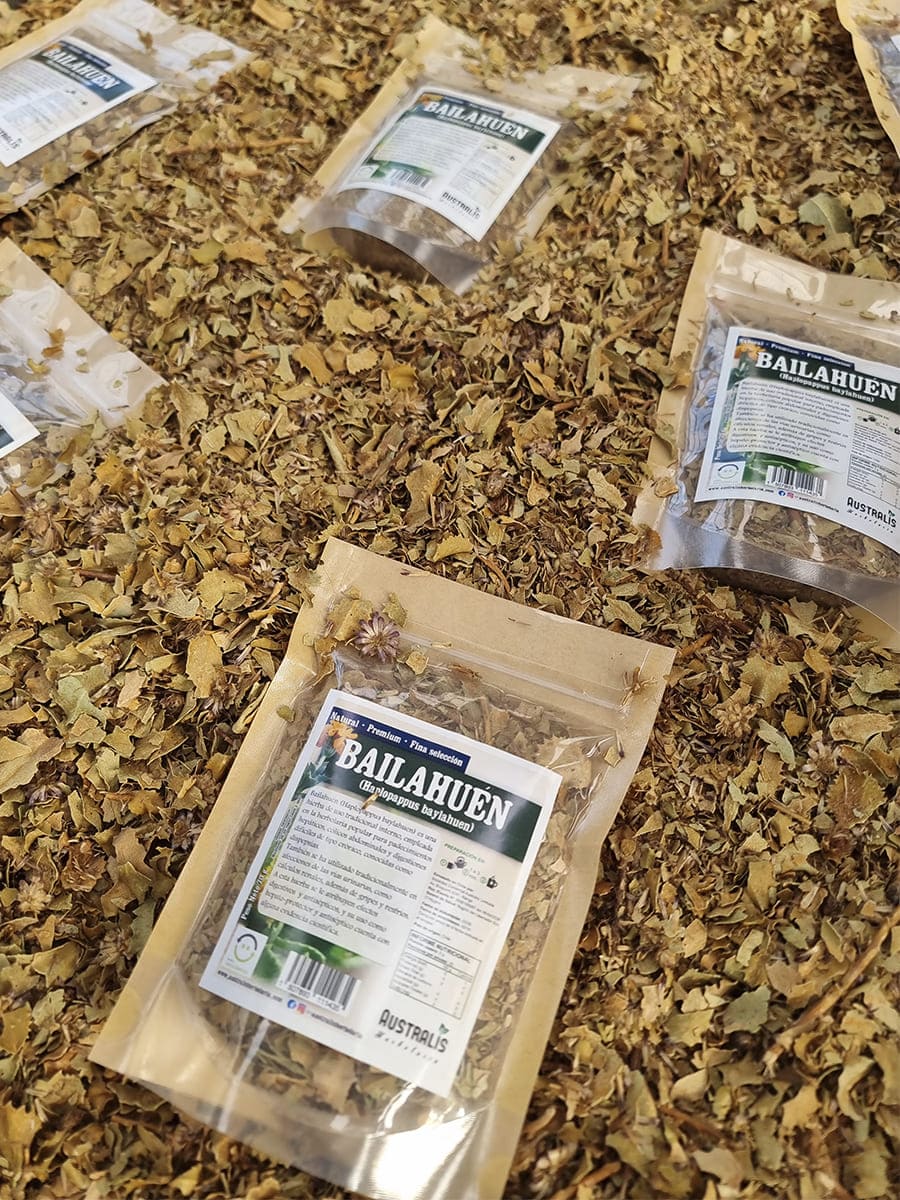 Bailahuén hierba seca de uso tradicional digestivo