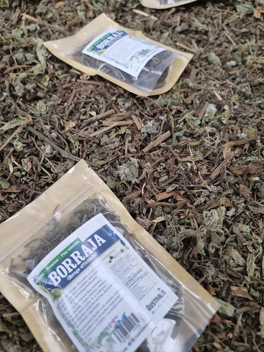 Porción de Borago officinalis deshidratada