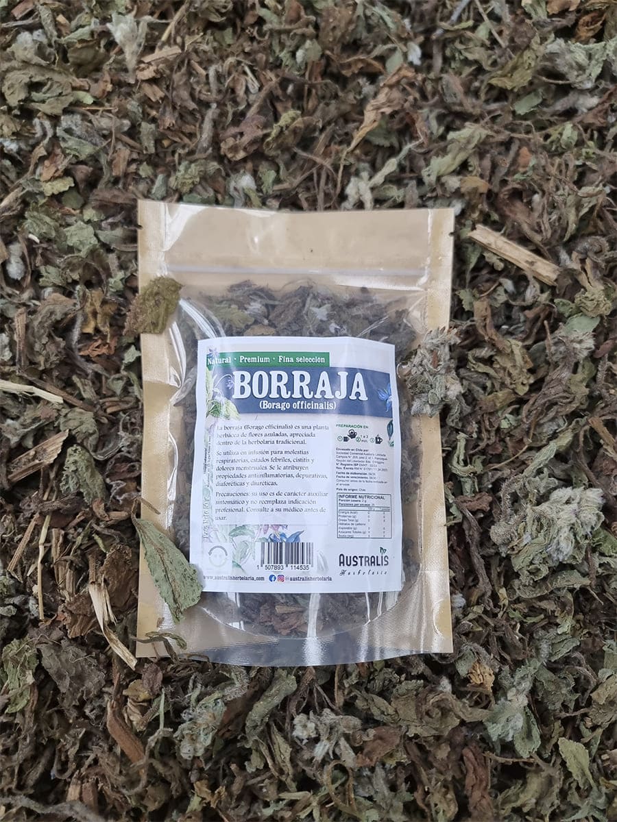 Hierba seca de borraja presentada a granel