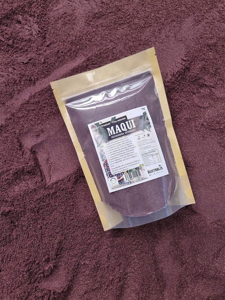 maqui berry chileno en polvo natural molido para batidos y yogures