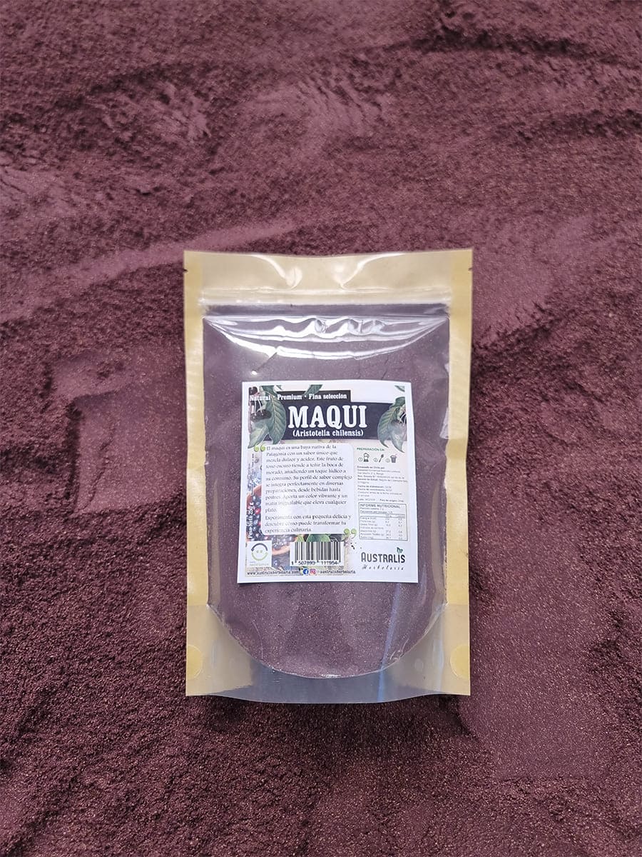 maqui molido en polvo para smoothies jugos postres avena y reposteria