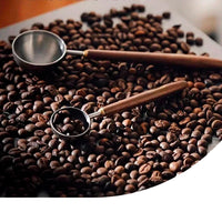 Cuchara medidora de café de acero inoxidable con mango de madera