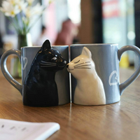 Tazas para Pareja con Diseño de Gatos y Detalle Romántico