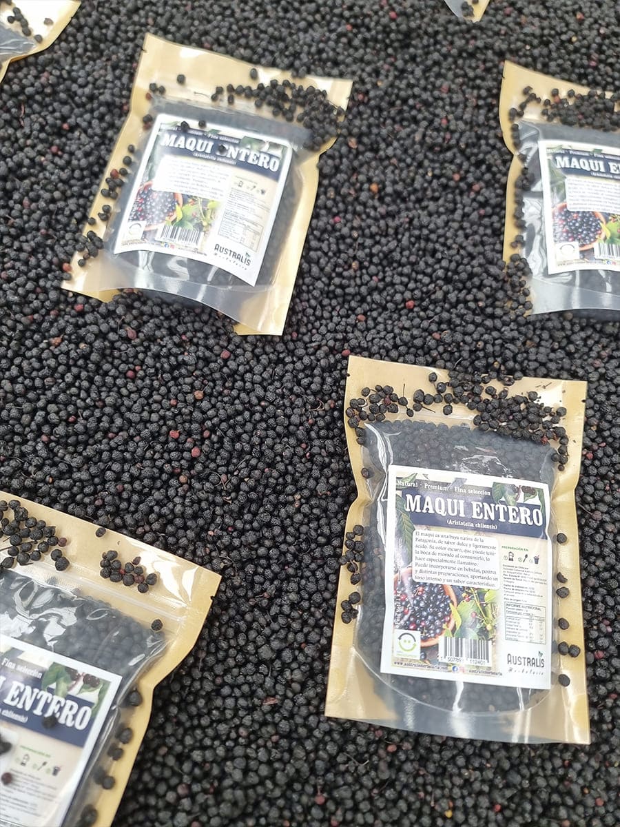 Frutos deshidratados de maqui chileno para colaciones