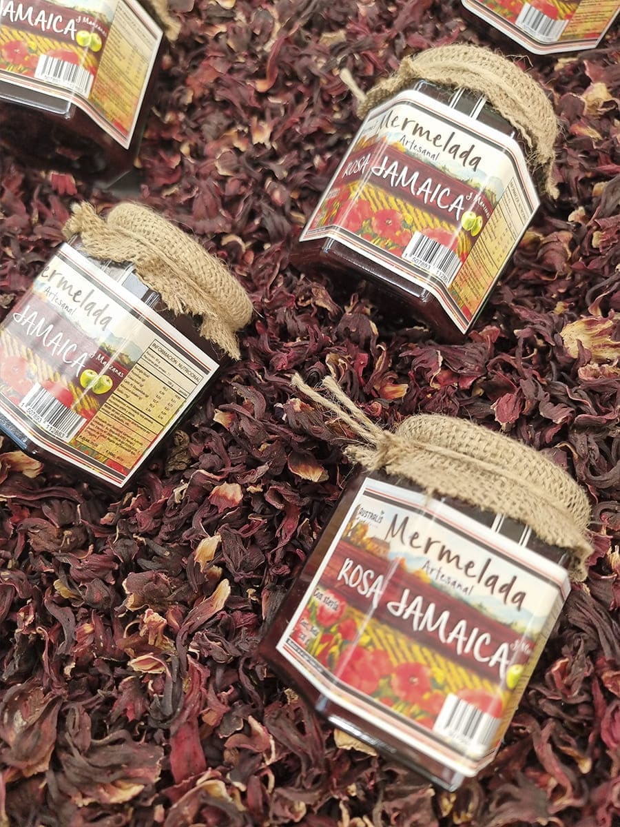 Mermelada artesanal de rosa de Jamaica y manzana verde