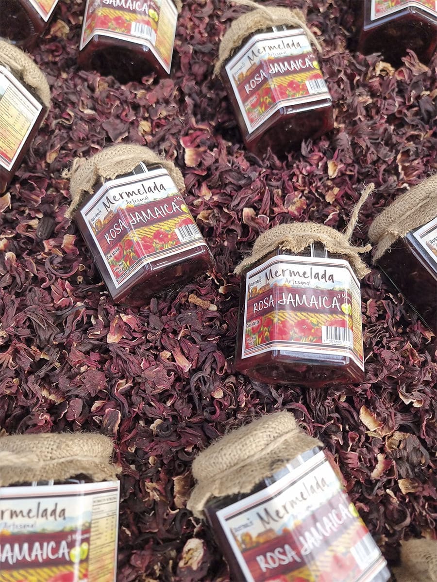Rosa de Jamaica y manzana verde en conserva dulce artesanal