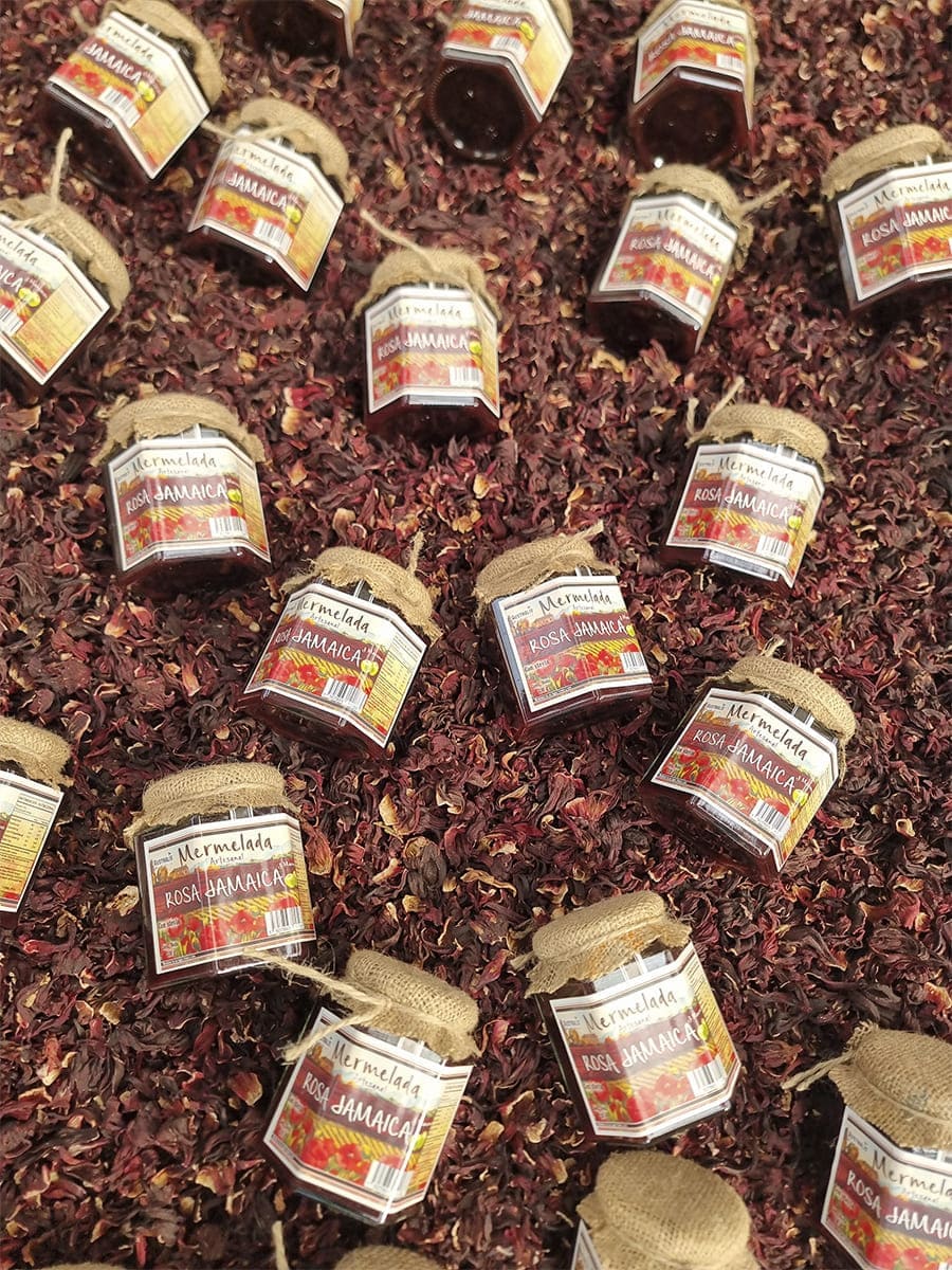 Mermelada de flor de Jamaica con manzana verde de textura untable