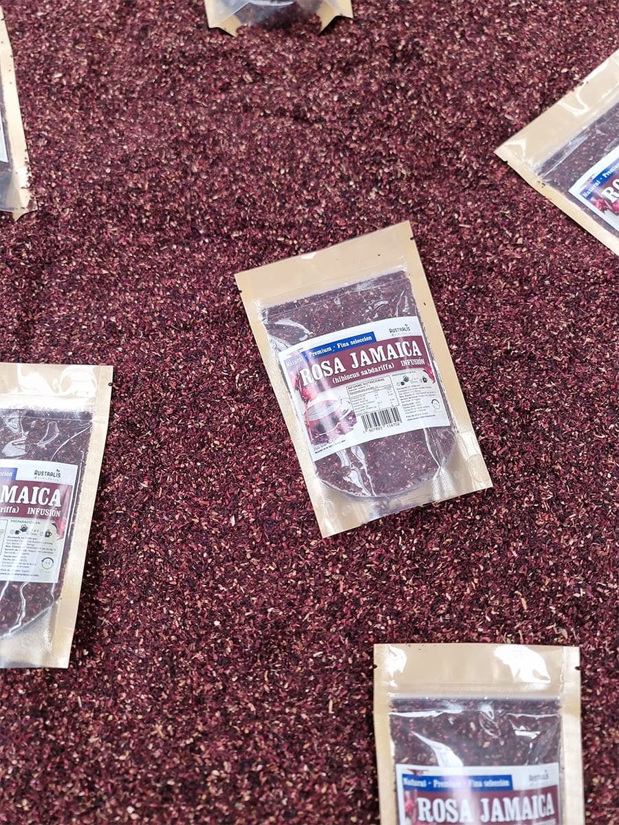 rosa jamaica para llenado de bolsitas de té