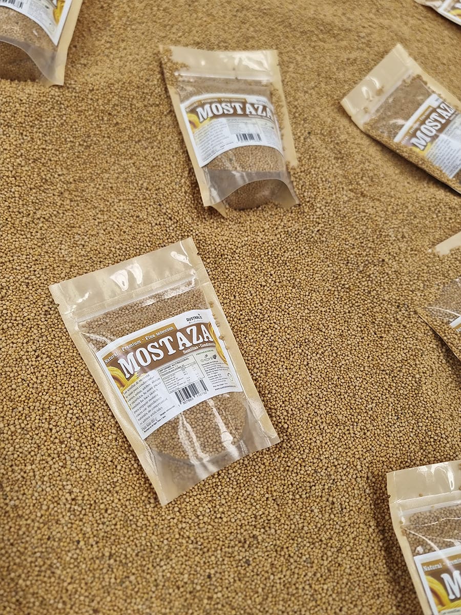 Semillas secas de mostaza para preparar mostaza casera