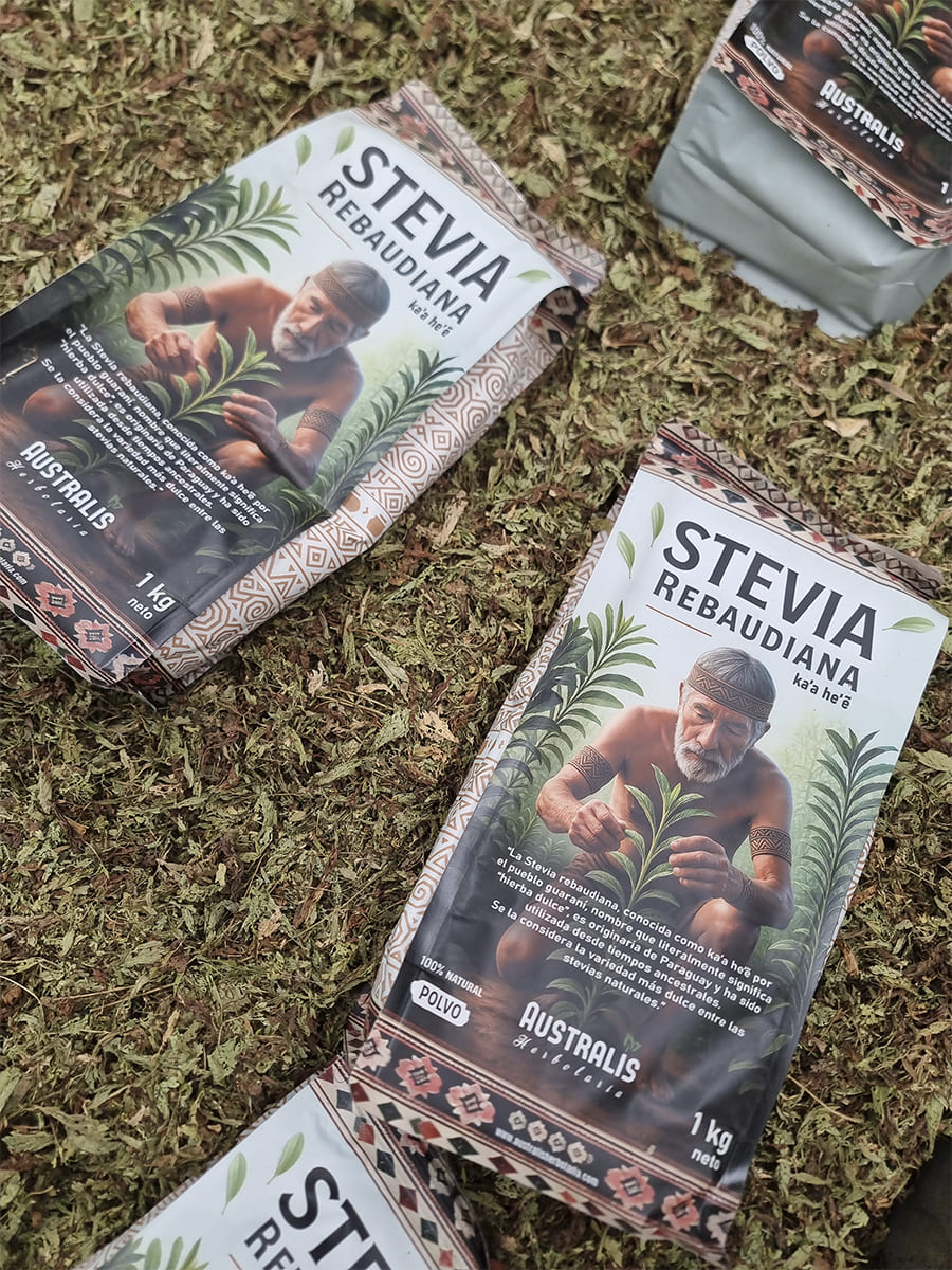Stevia rebaudiana pulverizada directamente de la hoja seca